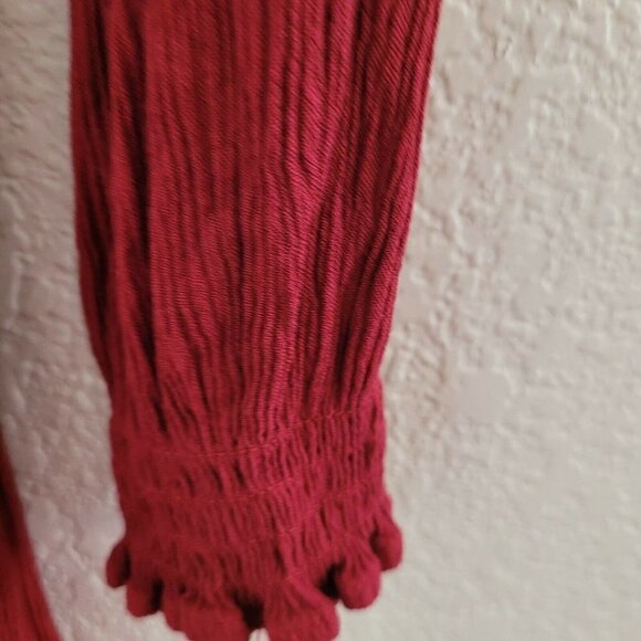 Knox Rose Red Tie-Neck Boho Style Embroidered Maxi Dress Size Small - Picture 5 of 10